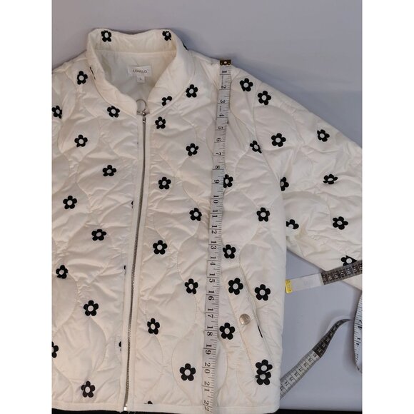 Lovelo Womens White Quilted Floral Puffer Jacket Large - Picture 9 of 13